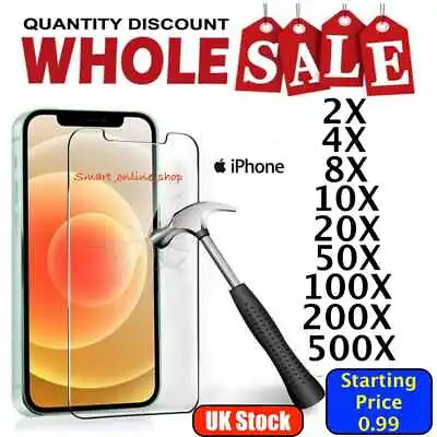 Wholesale Tempered Glass Screen Protector For IPhone 15 14 Pro Max 13 12 11 XR 7 • £79.95