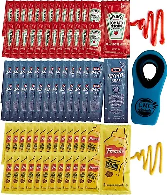 75 Total Packets/25X25X25 Heinz Ketchup French's Mustard And Kraft Mayo W/clip • $17.99