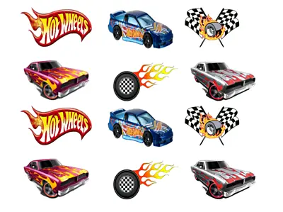 £2.99 • Buy Set Of 12 Hot Wheels Themed Cupcake Toppers, Edible Icing Or Photo Paper, Precut