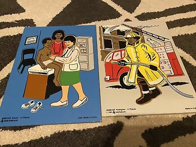 Judy Instructo Vintage Doctor & Firefighter Wooden Puzzles • $20