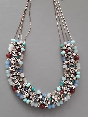 Accessorize Pink/blue Multicolour Bead Statement Necklace • £5