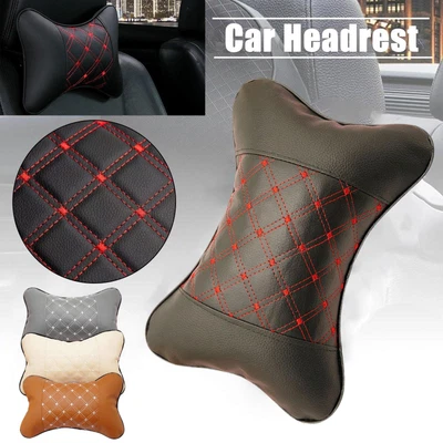 $7.59 • Buy Car Neck Pillows Both Side PU Leather 1pcs Pack Headrest Relief' Pain J4A4