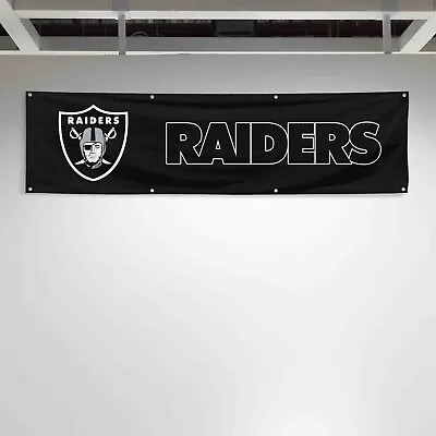 For Las Vegas Raiders Football Fans 2x8 Ft Flag NFL Gift Man Cave Banner • $15.97