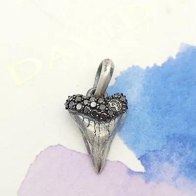 David Yurman Sterling Silver 925 Black Diamonds Small Shark Tooth Pendant Amulet • $330