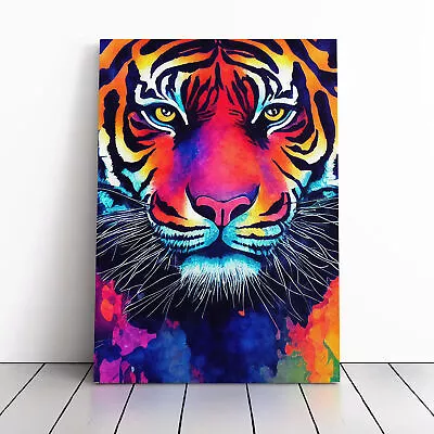 Painted Tiger No.3 Abstract Canvas Wall Art Print Framed Picture Home Decor • £34.95