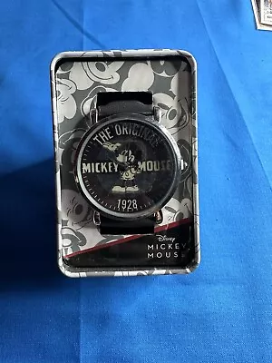 (NEW) - Disney Mickey Vintage Since 1928 Poster Black Men's Watch • $20