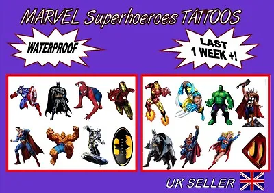 £6.99 • Buy MARVEL SUPERHEROES Kids WATERPROOF Tattoos LAST 1 WEEK Loot Bag UNIQUE Designs