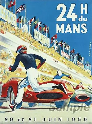 Vintage Le Mans 1959 24 Hour Racing A2 Poster Print • £10.98