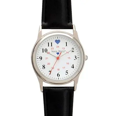 Nurse Mates Black Band Chrome Basic Watch With Military Time Medical Nurses • $26.90