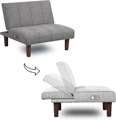 Mini Couch Chair Armless Upholstered Futon Sofa With USB Adjustable Backrest • $200