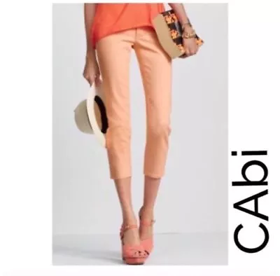  CAbi Style #329 Bree Creamsicle Peach Crop Capri Stretch Denim JEANS Size 6 • $14.95