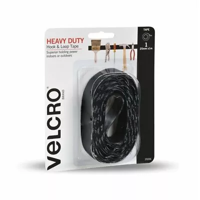 VELCRO Brand 25mm X 1m Black Heavy Duty Stick On Tape • $22.50