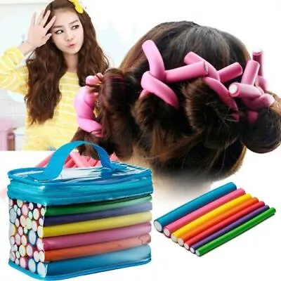 42PCS Twist Flex Flexi Rods Foam Magic Hair Rollers Spiral Curlers Styling Tools • $24.58