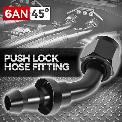 6AN To 3/8  Barb 6061-T6 45 Degree Push Lock Hose End Fitting Fuel Line Adapter • $7.24