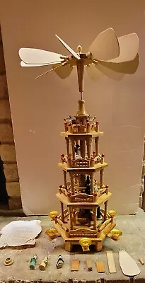 $50 • Buy Vintage 4-Tier German Style Christmas Wooden Candle Tower Windmill Pyramid