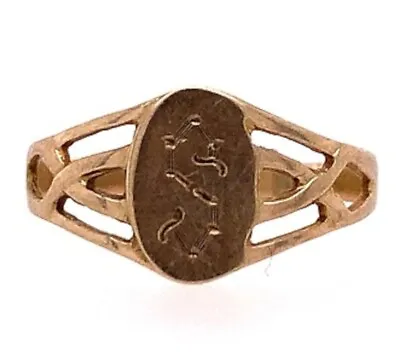 10k Yellow Gold Open Weave Baby Signet Ring With S Monogram Jewelry (#J5969) • $99