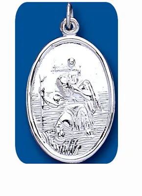 Large Oval St Christopher Pendant Sterling Silver Hallmark All Chain Lengths • $148.41