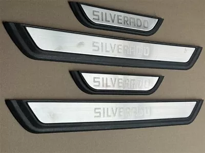 4Pcs Silver Door Scuff Sill Cover Panel Step Protector For Silverado Accessories • $39.50