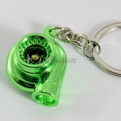Brilliant Metallic Green Spinning Turbo Charger Turbine Keychain Keyring Ring • $4.99