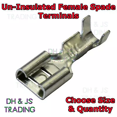 Uninsulated Female Spade Terminals 1.5mm² - 2.5mm Cable Crimp Wire Connector PVC • £2.99