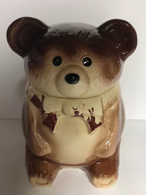 Vintage Brown Teddy Bear Ceramic Cookie Jar - Made In Japan • $13.99
