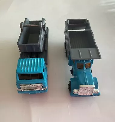 Lot Of 2 Toy Dump Trucks Lite Blue/gray Metal/plastic Made In China 3  Long • $5