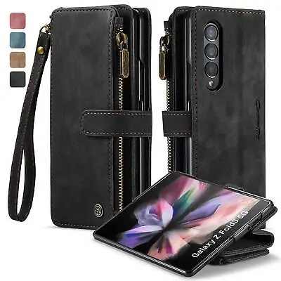 $21.85 • Buy For Samsung Galaxy Z Fold3 / Z Fold4 Case Flip Leather Zipper Wallet Stand Cover