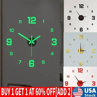 3D DIY Extra Large Luxury Mirror Wall Sticker Clock Home Decor HOT US • $6.82