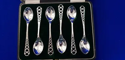 Superb Cased Set Of Six Mappin & Webb Sterling Silver Pierced Teaspoons 1919 • $209.37