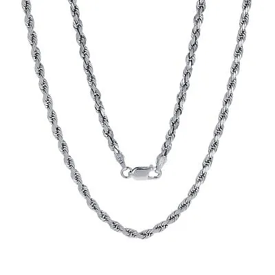 10K White Gold 3mm Diamond Cut Rope Chain Pendant Necklace Mens Women 16 - 30  • $288.98