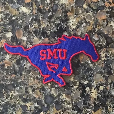 SMU Southern Methodist  University Mustangs VINTAGE EMBROIDERED IRON ON PATCH 3” • $5.99