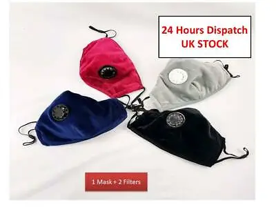 Washable Reusable Fabric Face Mask & 2 Pcs PM2.5 Filters - UK STOCK • £4.99