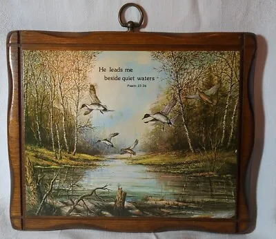 He Leads Me Besides Quite Waters Wooden Wall Plaque HAND CRAFTED By Cross NJ USA • $12.99