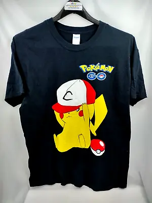 Pokemon Go Pikachu Men T-Shirt Large Gildan Cotton Black • $6.99