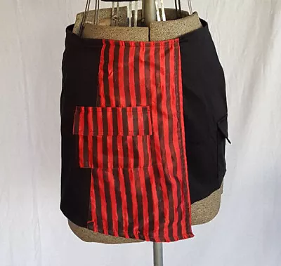 Gallery Serpentine Black Mini Skirt Striped Pocket 10 Punk Goth Asymmetric • $30