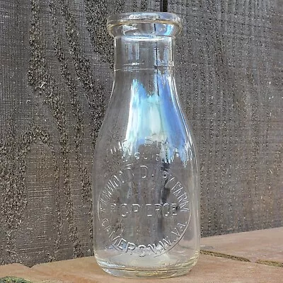 Elmwood Dairy Farm Cameron WV R.C. Pierce West Virginia Pint Milk Bottle • $26.50