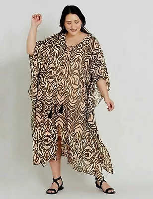 Beme Kaftan Midi Maxi Dress Plus Size M/L 20222426 RP$120 3/4 Kimono Sleeve  • $25.99