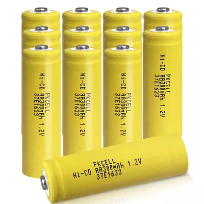 12 Pcs PKCELL AA 300mAh Ni-Cd Ni-Cad 1.2V Rechargeable Battery RC Solar • $13.95