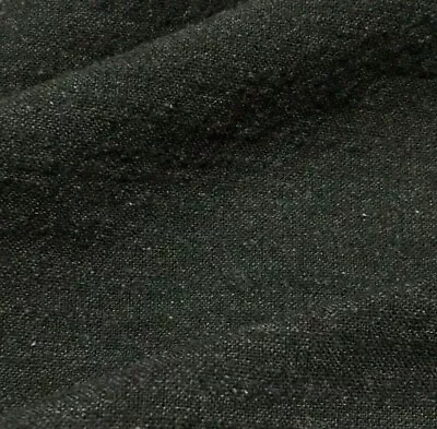 £5.49 • Buy Wool Blend Fabric Dark Grey Melange Wavy Vintage Effect The By Metre