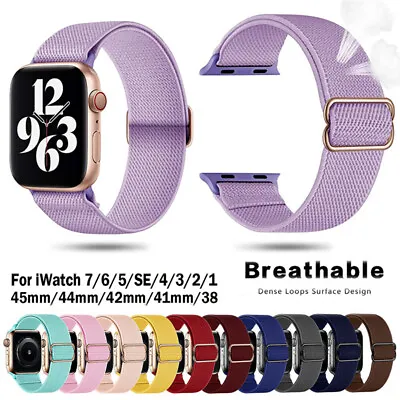 Solo Loop Nylon Stretchy Strap Band For Apple Watch Series 8 7 6 5 SE 44/41/45mm • £3.98