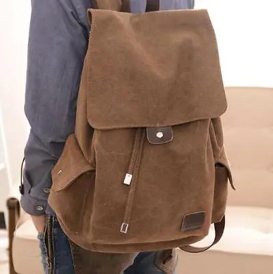 Mens Women Backpack Vintage Hiking Satchel Military Rucksack Canvas Shoulder Bag • $37.49