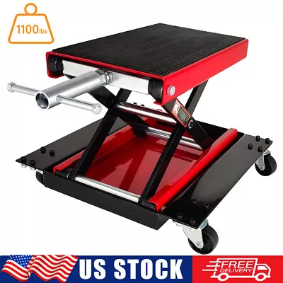 1100lbs Hydraulic Motorcycle Lift Table 4 Wheel ATV Dirt Bike Scissor Jack Stand • $89.99