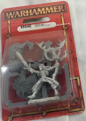 $6 • Buy Warhammer Wood Elf Mounted Mage OOP Metal NiB