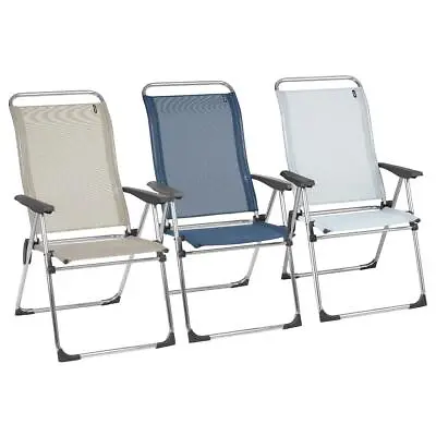 Lafuma Alu Cham Armchair LFM2772 Batyline ISO Chair Blue Beige Garden Furniture • £80.99