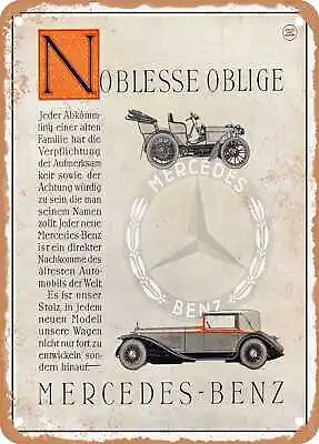 METAL SIGN - 1929 Mercedes-Benz Noblesse Oblige Vintage Ad • $21.95