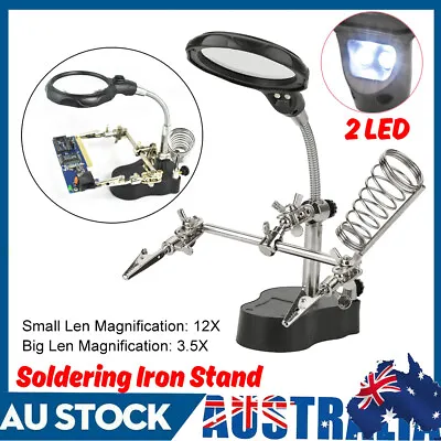 DIY LED Desk Lamp 3.5/12X Magnifying Magnifier Glass W/ Light Stand Clamp • $17.98