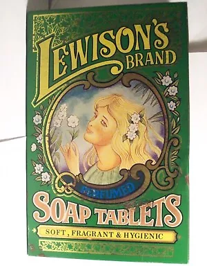 Vintage Green Advertising Tin Tinplate Box Lewison's Brand Perfumed Soap Tablets • $22.35