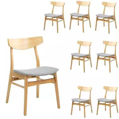 Cusco 8pc Set Dining Chair Fabric Seat Scandinavian Style Solid Rubberwood • $976.35