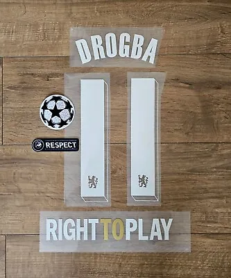 Drogba #11 Right To Play Nameset & Champions League Patches Chelsea 2011-2012 • £15.50