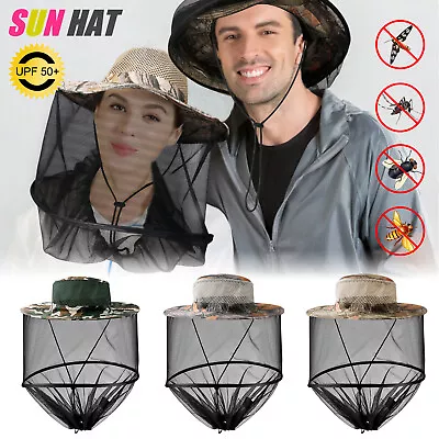 Anti-Mosquito Bug Fly Bee Insect Net Head Mesh Hat Sun Protection Fishing Cap US • $7.95